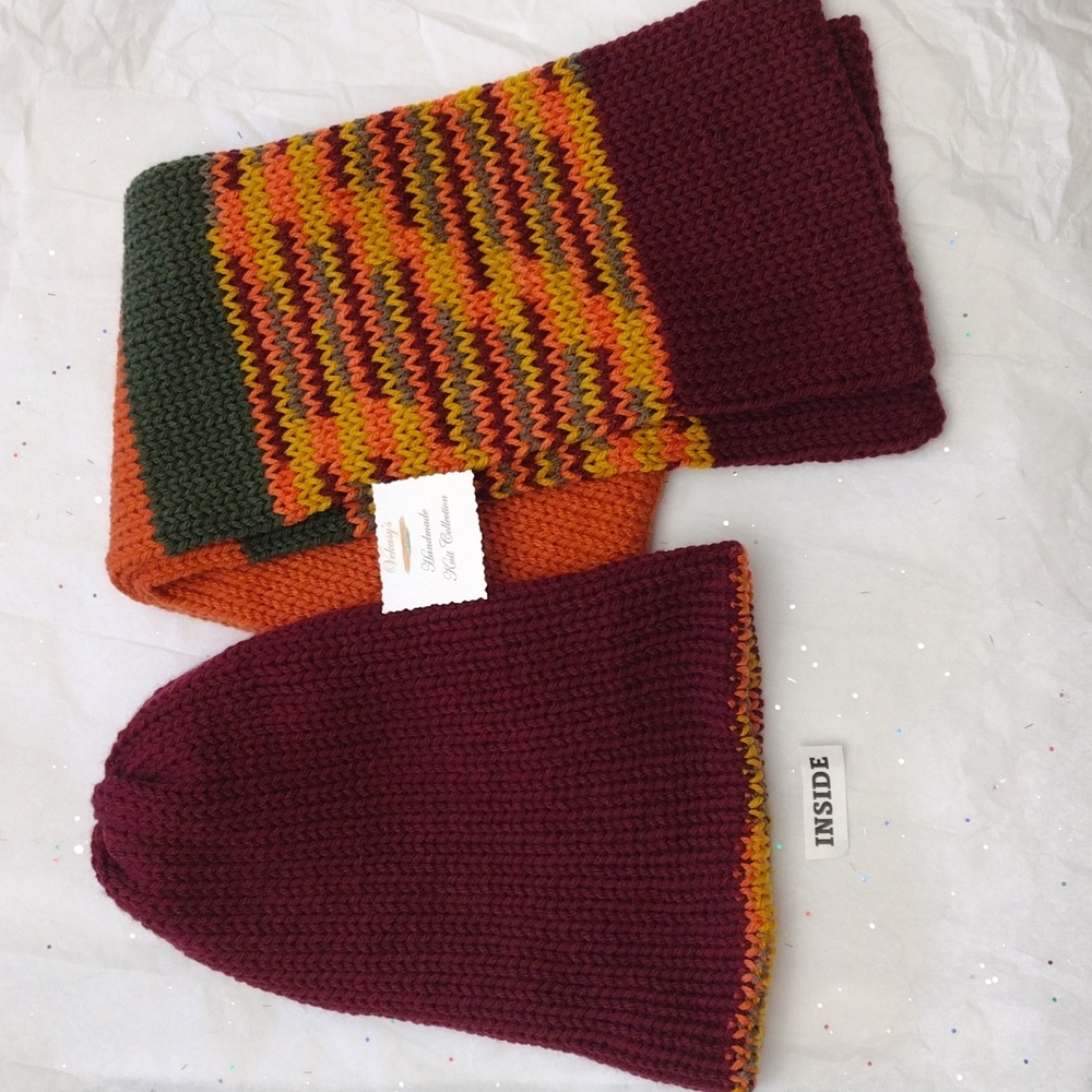 Lantana Knit Reversible Beanie and Scarf Set (#907)